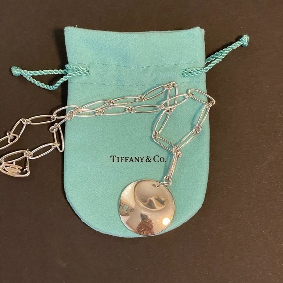 Tiffany & Co. Elsa Peretti Sterling Silver Disc Pendant Necklace with Link Chain - Picture 2 of 7